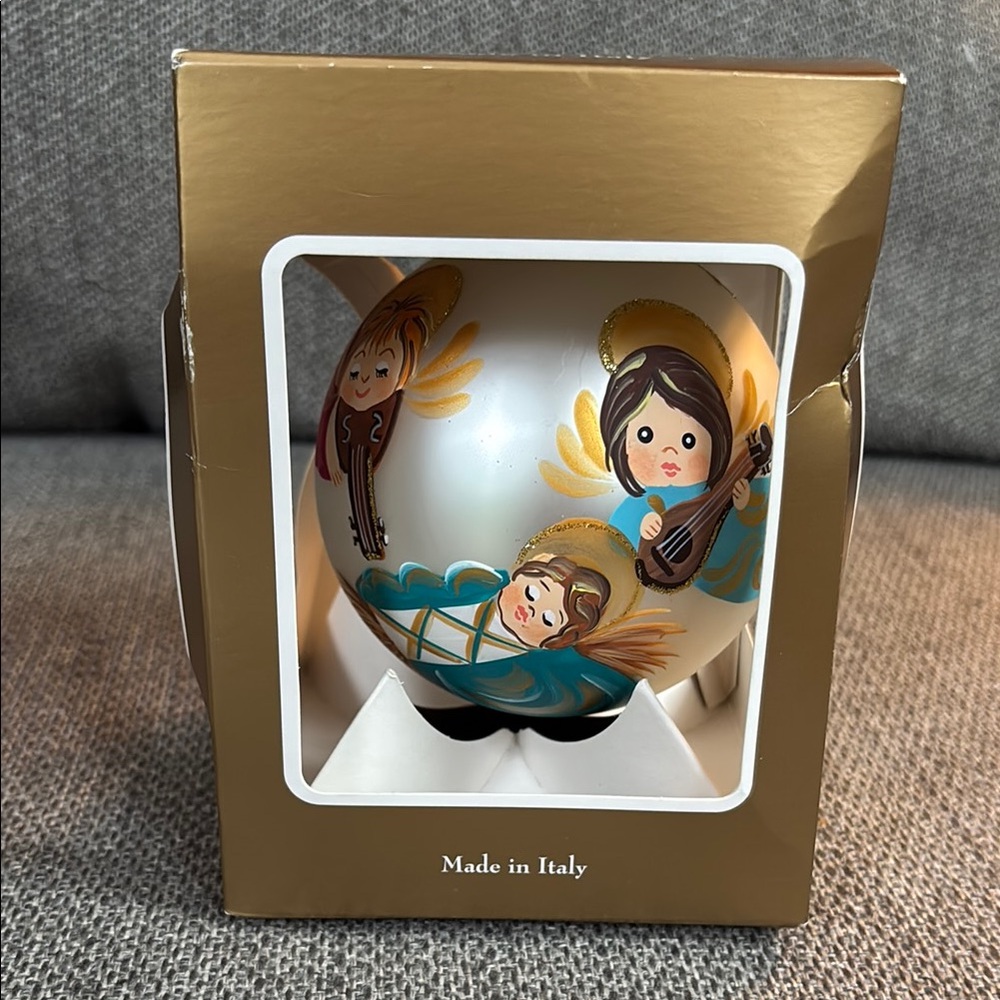 Italian Hand Painted Mouth Blown Angel Ornament